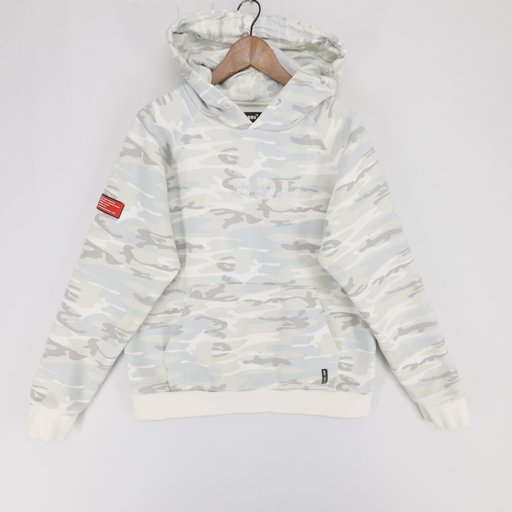 ASRV Hoodie Mens S Gray Camo Tech Sportswear Athletic Gym Pullover Sweatshirt